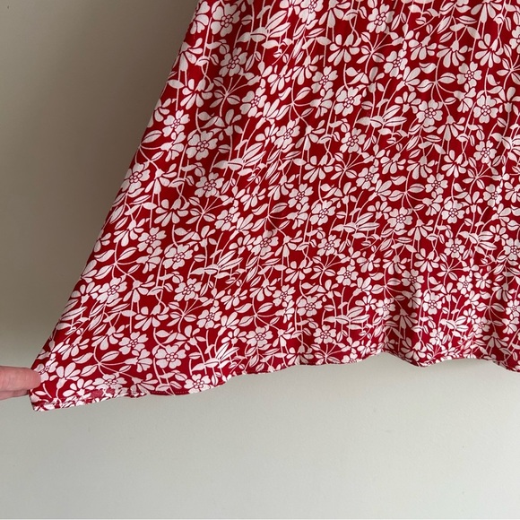 Brooks Brothers Red Floral V Neck Short Sleeve Swing Women Midi Dress SZ 8 - Picture 12 of 15